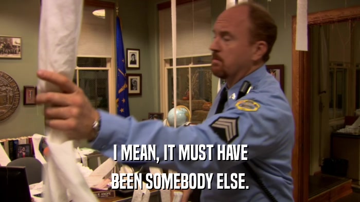 I MEAN, IT MUST HAVE BEEN SOMEBODY ELSE. 