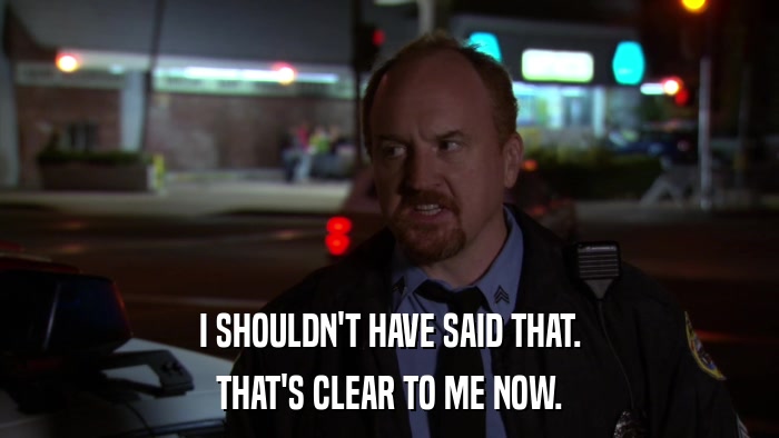 I SHOULDN'T HAVE SAID THAT. THAT'S CLEAR TO ME NOW. 