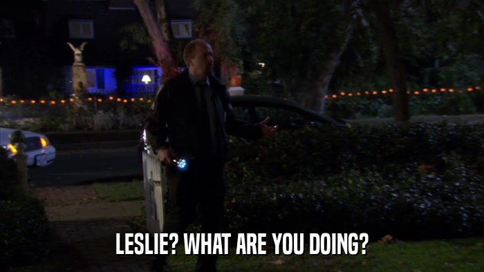 LESLIE? WHAT ARE YOU DOING?  