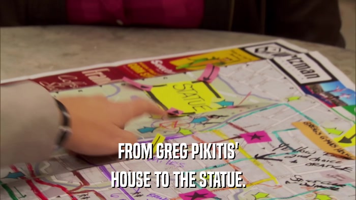 FROM GREG PIKITIS' HOUSE TO THE STATUE. 