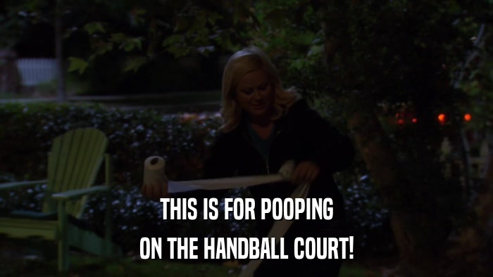 THIS IS FOR POOPING ON THE HANDBALL COURT! 