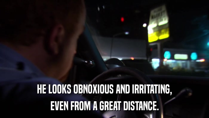 HE LOOKS OBNOXIOUS AND IRRITATING, EVEN FROM A GREAT DISTANCE. 