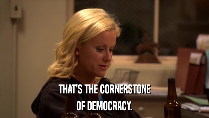 THAT'S THE CORNERSTONE OF DEMOCRACY. 