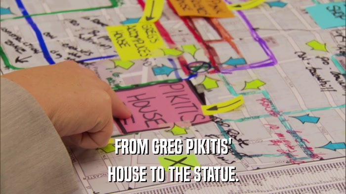 FROM GREG PIKITIS' HOUSE TO THE STATUE. 