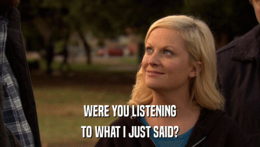 WERE YOU LISTENING TO WHAT I JUST SAID? 