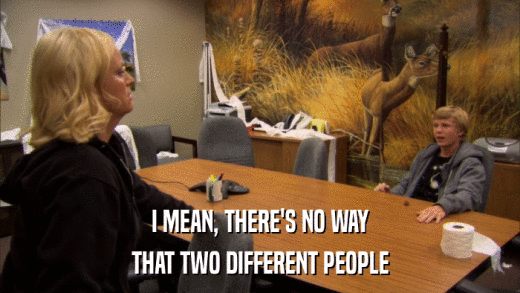I MEAN, THERE'S NO WAY THAT TWO DIFFERENT PEOPLE 