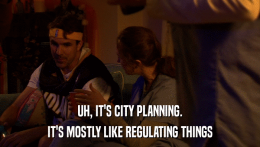 UH, IT'S CITY PLANNING. IT'S MOSTLY LIKE REGULATING THINGS 