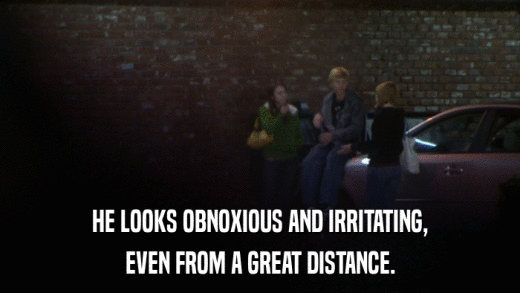 HE LOOKS OBNOXIOUS AND IRRITATING, EVEN FROM A GREAT DISTANCE. 