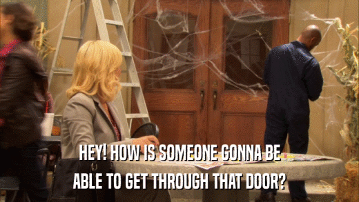 HEY! HOW IS SOMEONE GONNA BE ABLE TO GET THROUGH THAT DOOR? 