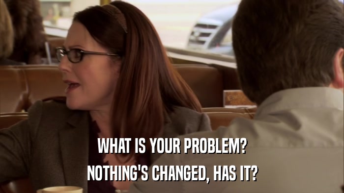 WHAT IS YOUR PROBLEM? NOTHING'S CHANGED, HAS IT? 