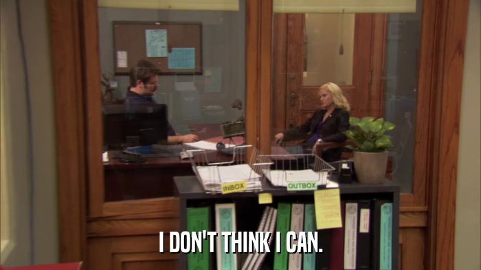 I DON'T THINK I CAN.  