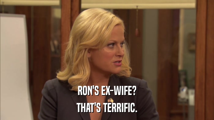RON'S EX-WIFE? THAT'S TERRIFIC. 