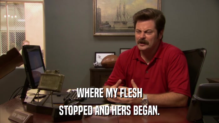 WHERE MY FLESH STOPPED AND HERS BEGAN. 