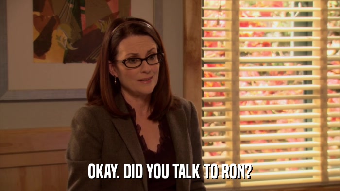 OKAY. DID YOU TALK TO RON?  