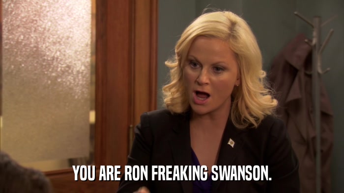 YOU ARE RON FREAKING SWANSON.  
