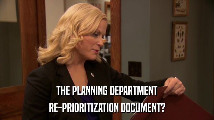 THE PLANNING DEPARTMENT RE-PRIORITIZATION DOCUMENT? 
