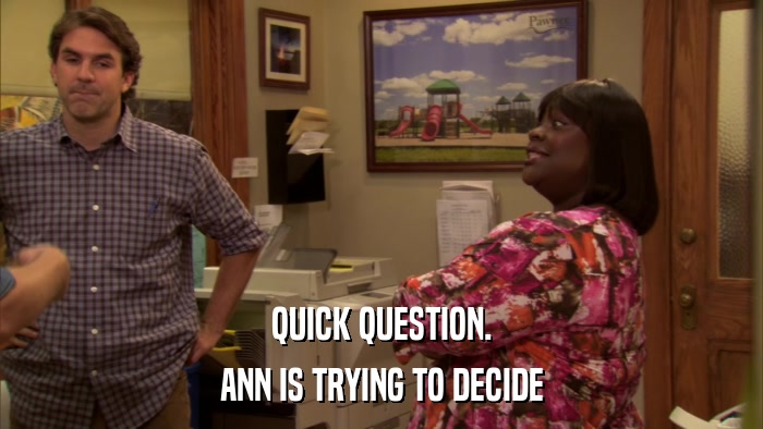 QUICK QUESTION. ANN IS TRYING TO DECIDE 