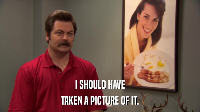 I SHOULD HAVE TAKEN A PICTURE OF IT. 