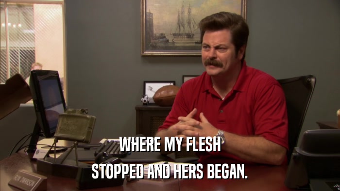 WHERE MY FLESH STOPPED AND HERS BEGAN. 