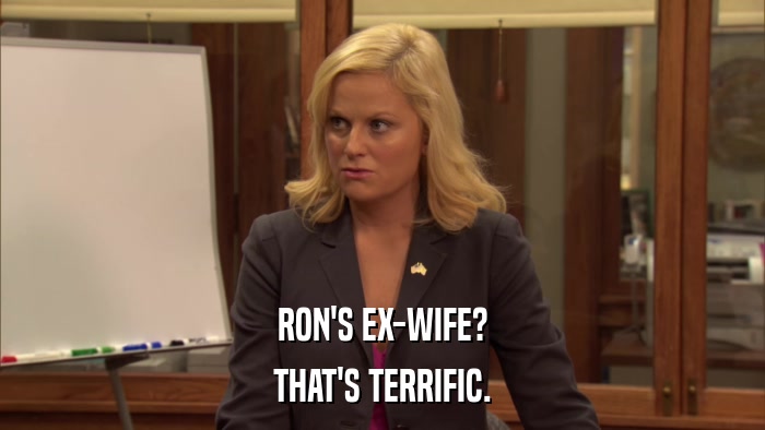 RON'S EX-WIFE? THAT'S TERRIFIC. 
