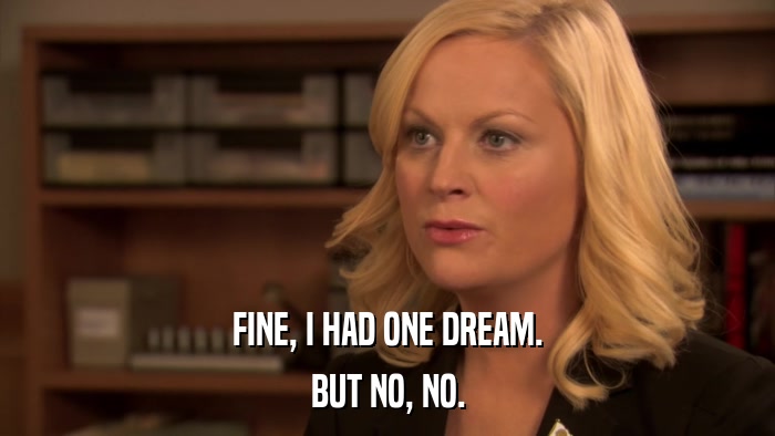 FINE, I HAD ONE DREAM. BUT NO, NO. 