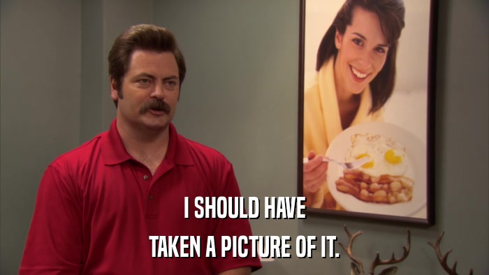 I SHOULD HAVE TAKEN A PICTURE OF IT. 