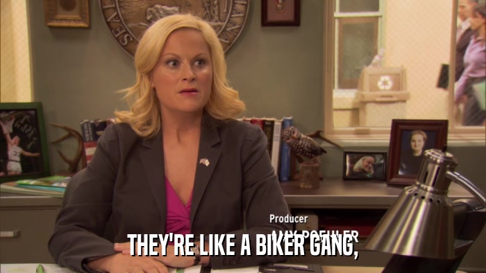 THEY'RE LIKE A BIKER GANG,  