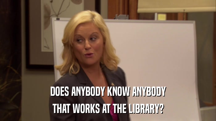 DOES ANYBODY KNOW ANYBODY THAT WORKS AT THE LIBRARY? 