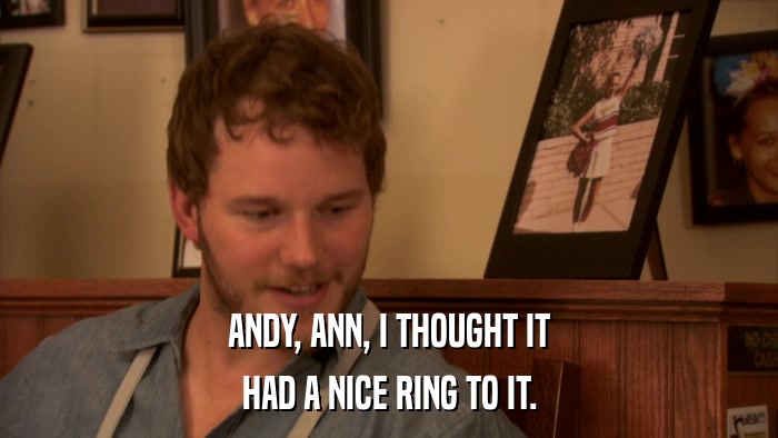 ANDY, ANN, I THOUGHT IT HAD A NICE RING TO IT. 