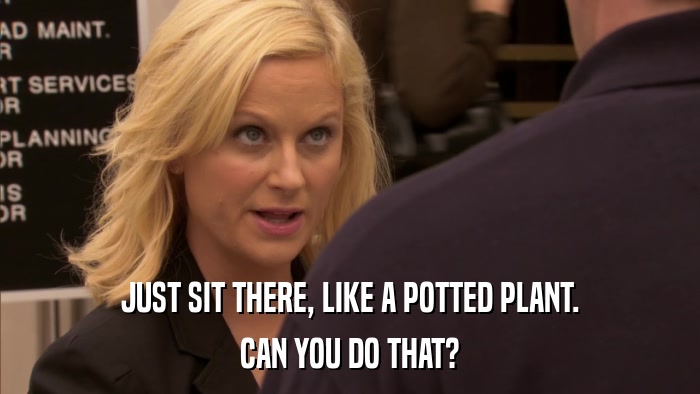 JUST SIT THERE, LIKE A POTTED PLANT. CAN YOU DO THAT? 