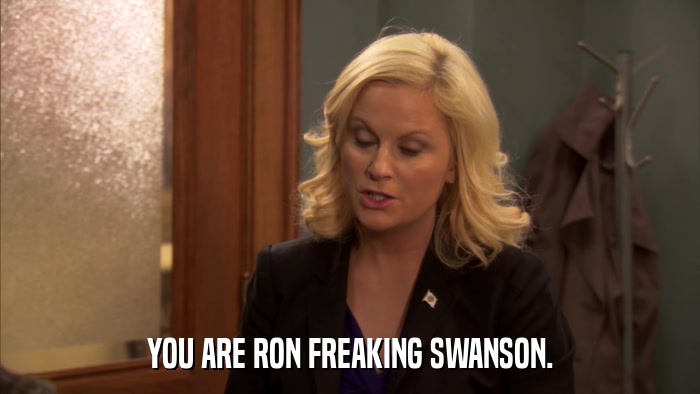 YOU ARE RON FREAKING SWANSON.  