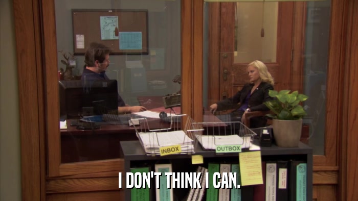 I DON'T THINK I CAN.  