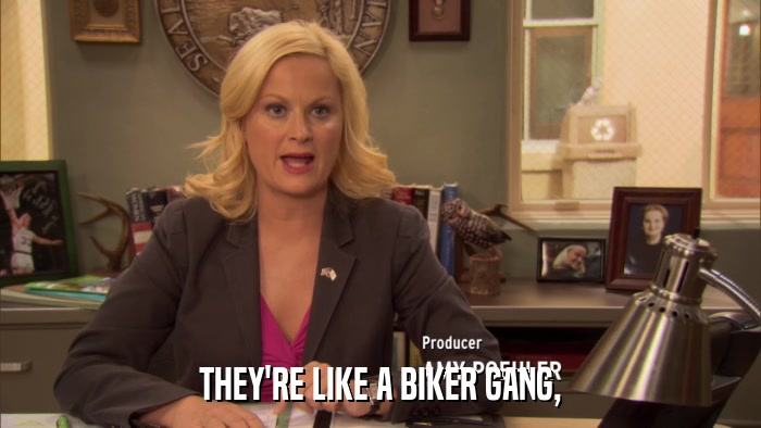 THEY'RE LIKE A BIKER GANG,  