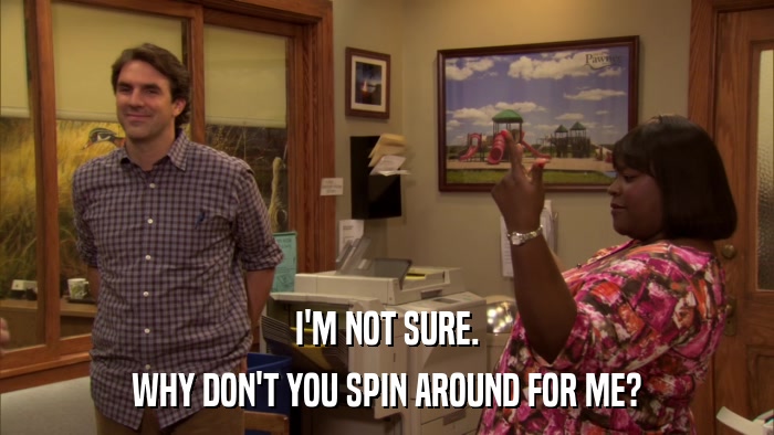 I'M NOT SURE. WHY DON'T YOU SPIN AROUND FOR ME? 