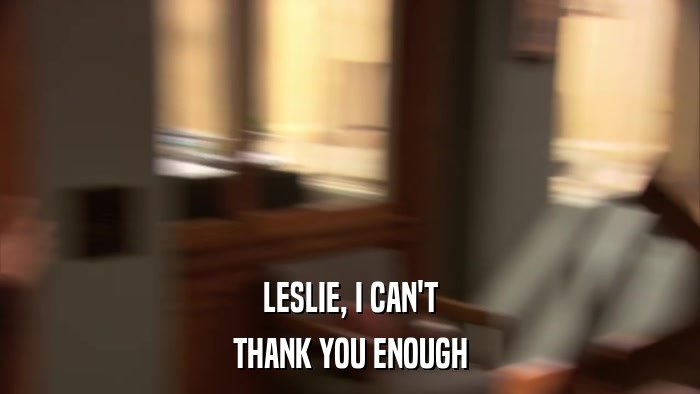 LESLIE, I CAN'T THANK YOU ENOUGH 
