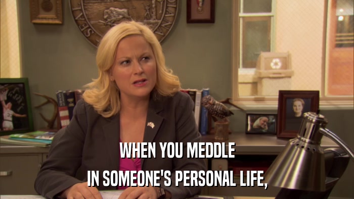 WHEN YOU MEDDLE IN SOMEONE'S PERSONAL LIFE, 