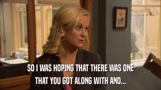 SO I WAS HOPING THAT THERE WAS ONE THAT YOU GOT ALONG WITH AND... 
