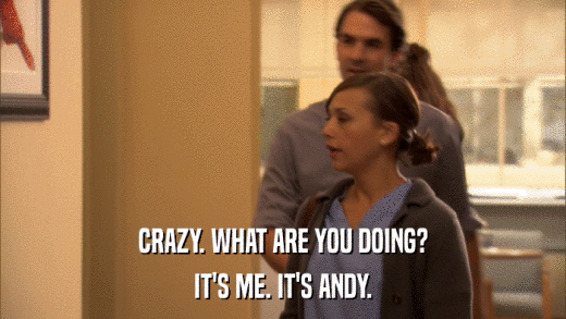 CRAZY. WHAT ARE YOU DOING? IT'S ME. IT'S ANDY. 
