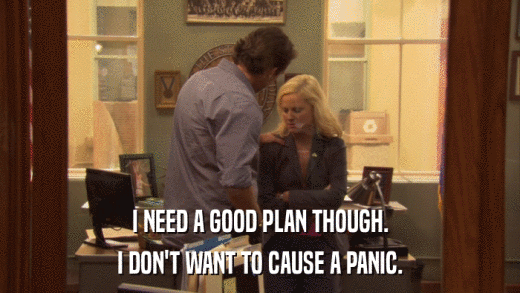 I NEED A GOOD PLAN THOUGH. I DON'T WANT TO CAUSE A PANIC. 