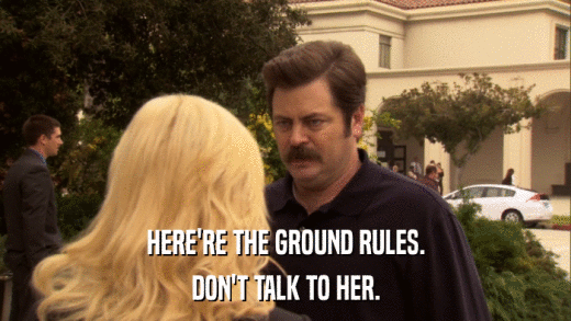 HERE'RE THE GROUND RULES. DON'T TALK TO HER. 