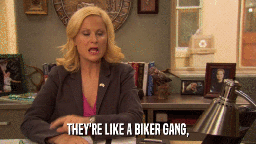 THEY'RE LIKE A BIKER GANG,  