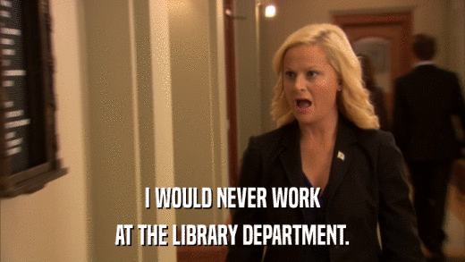 I WOULD NEVER WORK AT THE LIBRARY DEPARTMENT. 