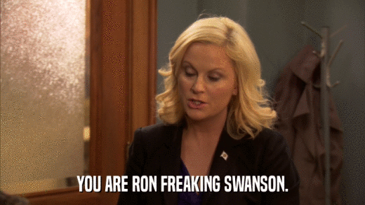 YOU ARE RON FREAKING SWANSON.  