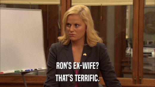 RON'S EX-WIFE? THAT'S TERRIFIC. 