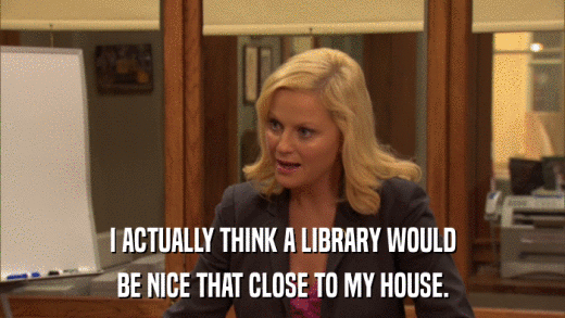 I ACTUALLY THINK A LIBRARY WOULD BE NICE THAT CLOSE TO MY HOUSE. 