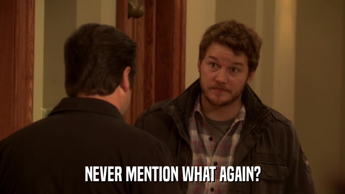 NEVER MENTION WHAT AGAIN?  