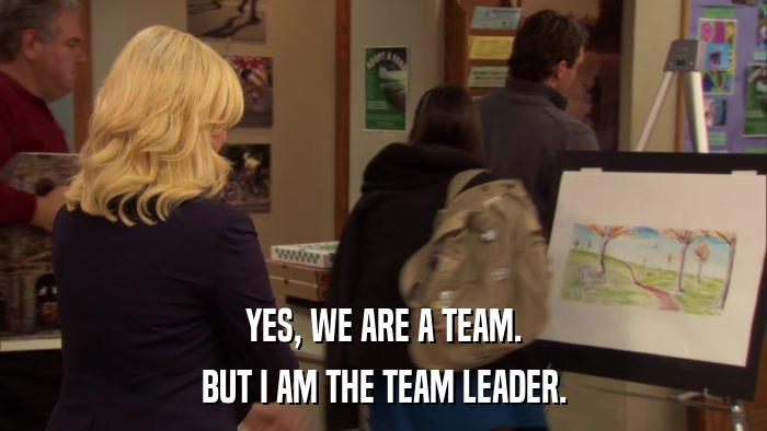 YES, WE ARE A TEAM. BUT I AM THE TEAM LEADER. 