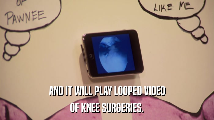 AND IT WILL PLAY LOOPED VIDEO OF KNEE SURGERIES. 