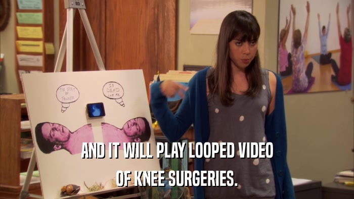 AND IT WILL PLAY LOOPED VIDEO OF KNEE SURGERIES. 