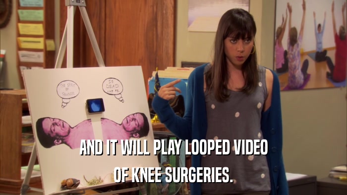 AND IT WILL PLAY LOOPED VIDEO OF KNEE SURGERIES. 